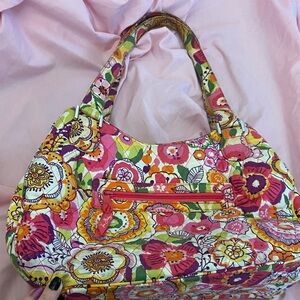 Vera Bradley Pink and Yellow Floral Shoulder Bag